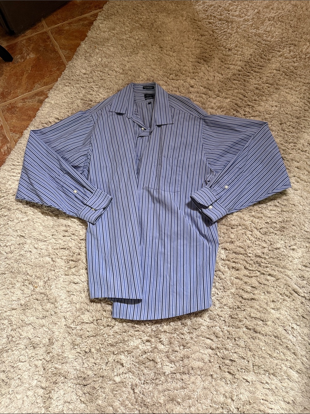 Arrow Blue and White Striped Dress Shirt